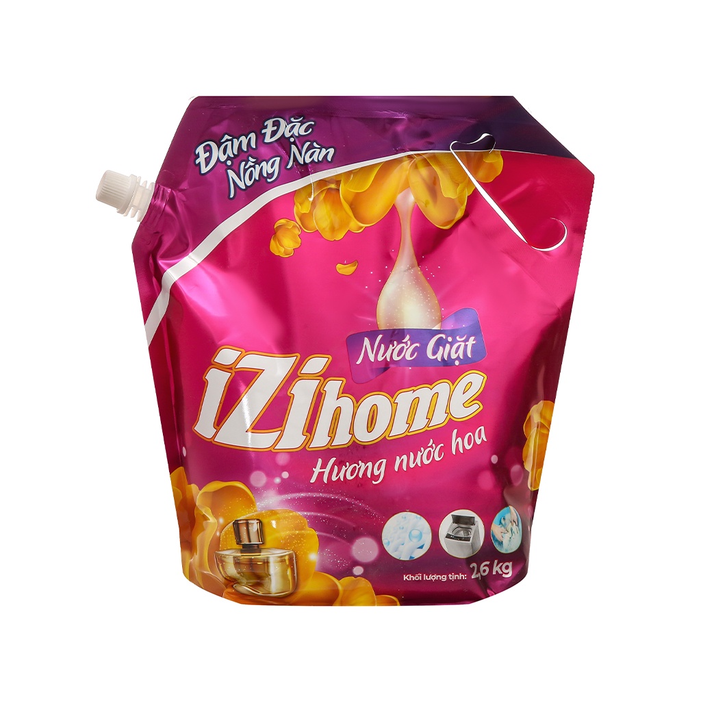 Nước giặt IZI HOME đậm đặc nồng nàn hương nước hoa túi 2.6kg