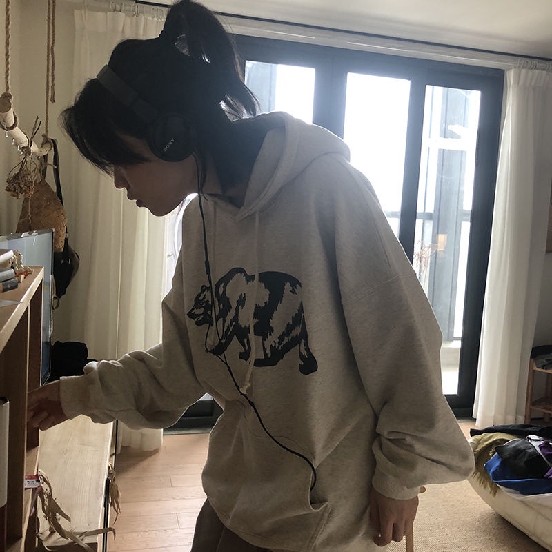Áo Hoodie Dáng Rộng Phong Cách Hàn Quốc Dễ Phối Đồ Dành Cho Nữ