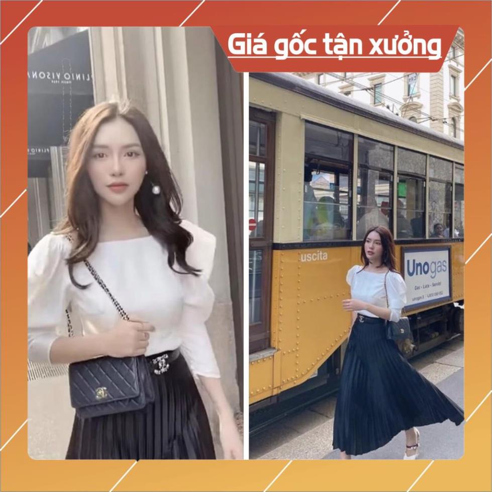 [Hàng Chất Lượng] (Ảnh Thật) Áo Lụa Tay Phồng Vai Đính Châu