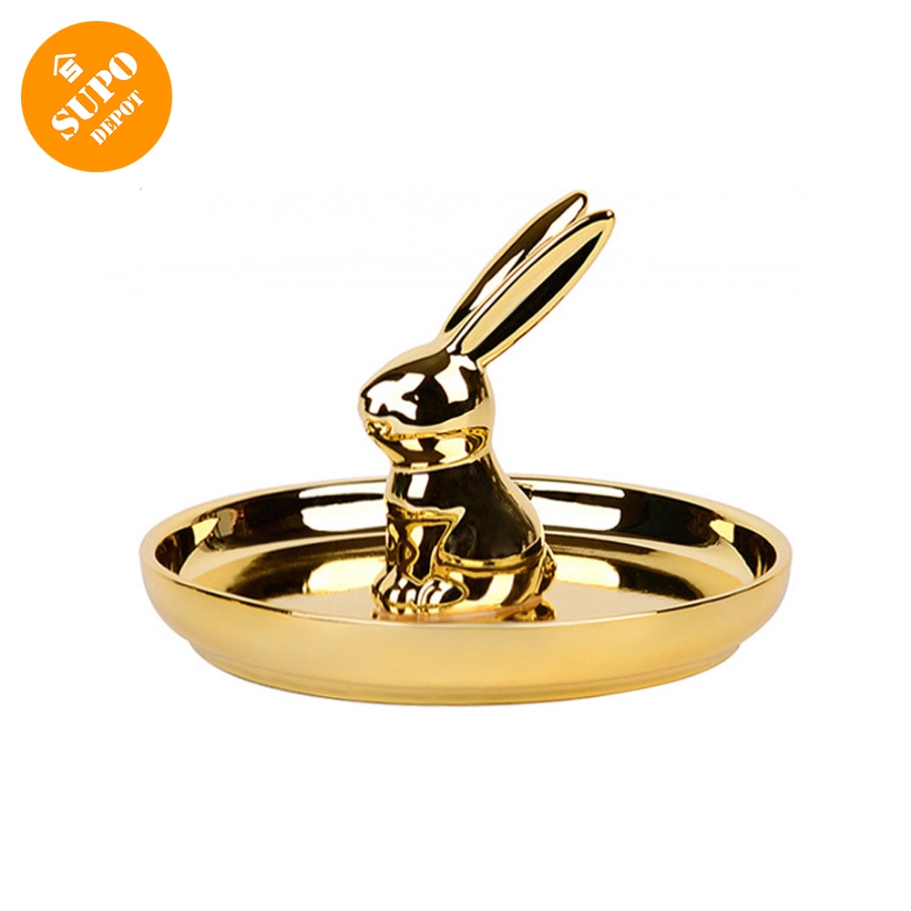 SUPO DEPOT - Khay Đựng Trang Sức Bằng Sứ Hình Thỏ Cung Hoàng Đạo Trung Quốc Trang Trí Nhà