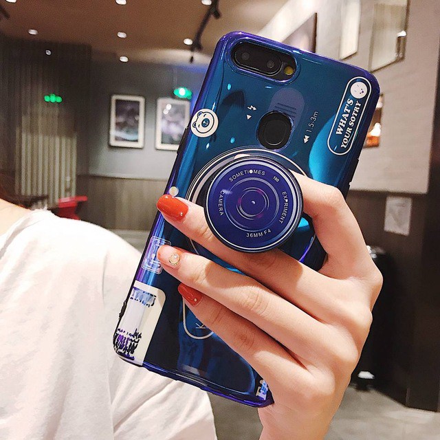 Ốp điện thoại có đế đỡ tạo hình camera cho OPPO F9 R17 Pro Find X A3S A83 F5 A73 F3 A77 F1S A57 A39 F1 Plus