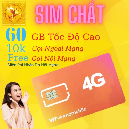 Sim VNMB Sim Chất 60GB Có 10.000đ Gọi Ngoại Mạng Miễn Phí Cuộc Gọi và SMS Nội Mạng hàng tháng, Duy trì cước 40k