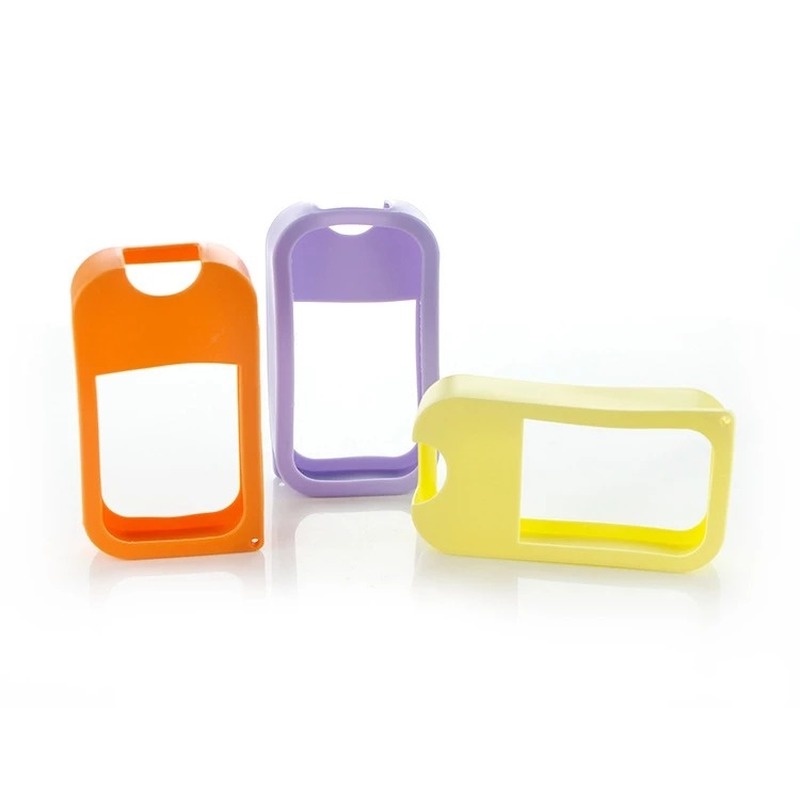 Vỏ bảo vệ chai xịt nước mini bằng silicon nhiều màu sắc kèm móc khóa