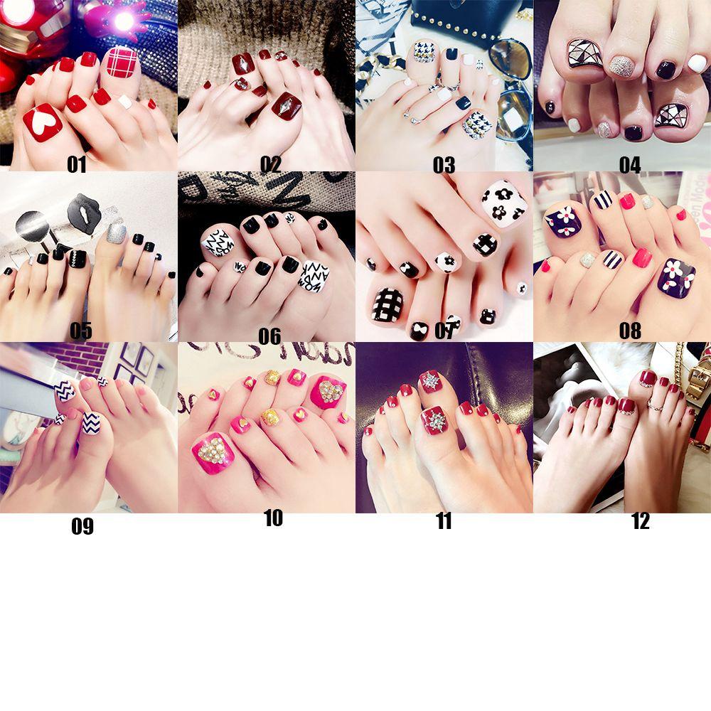 Hộp 24 Móng Chân Giả Đầu Vuông Thời Trang Cho Nữ MIHAN1