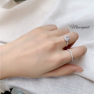 Nhẫn bạc ta ổ đá vuông mix dải đá lấp lánh ✨
