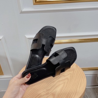 Dép HM nữ,dép nữ thời trang cao cấp đế vân gỗ, logo dập chìm