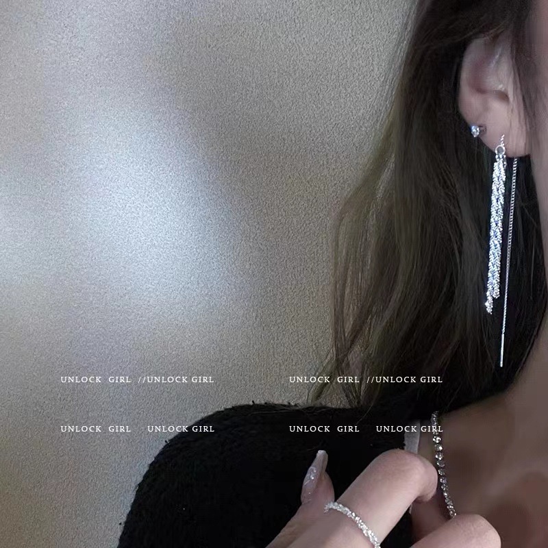 Bông Tai Mạ Bạc 925 Dáng Dài Tua Rua 2022