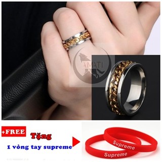 Nhẫn nam chuẩn mực phong cách gtm139 (tặng vòng tay supreme)