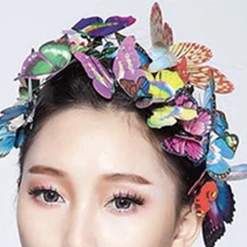 Set 10 Kẹp Tóc Hình Bướm 3D Bằng Kim Loại Nhiều Màu Sắc Dành Cho Cô Dâu