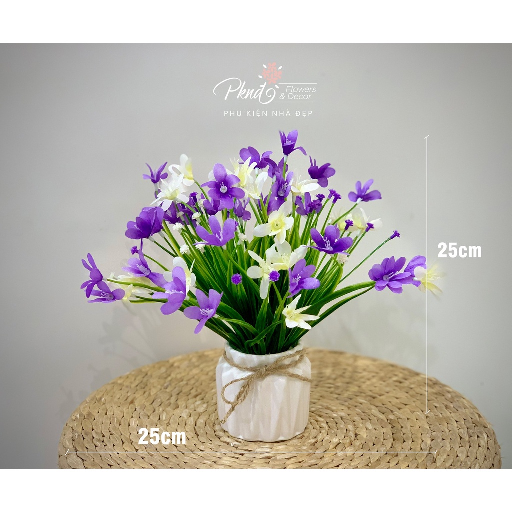 [Mã BMBAU50 giảm 7% đơn 99K] Chậu hoa giả thủy tiên chất lụa trang trí đẹp PKND FLOWERS &amp; DECOR