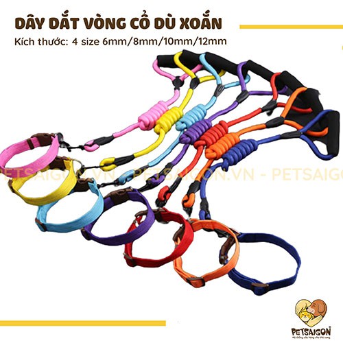 DÂY DẮT VÒNG CỔ DÙ XOẮN CHO CHÓ