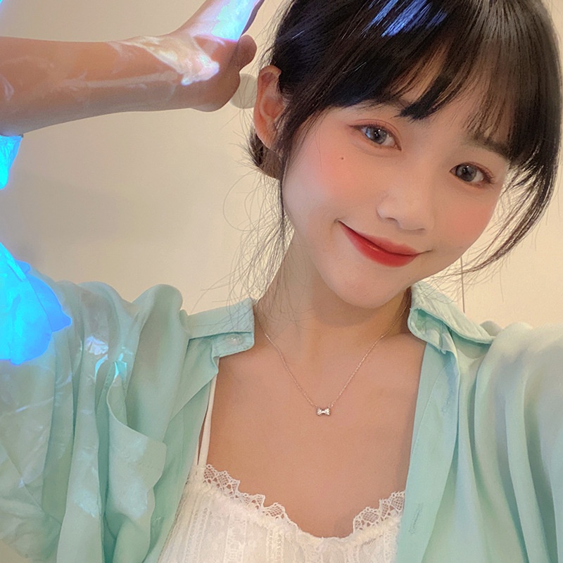 Vòng cổ Mặt Nơ Pha Lê Dễ Thương Thời Trang Cho Nữ