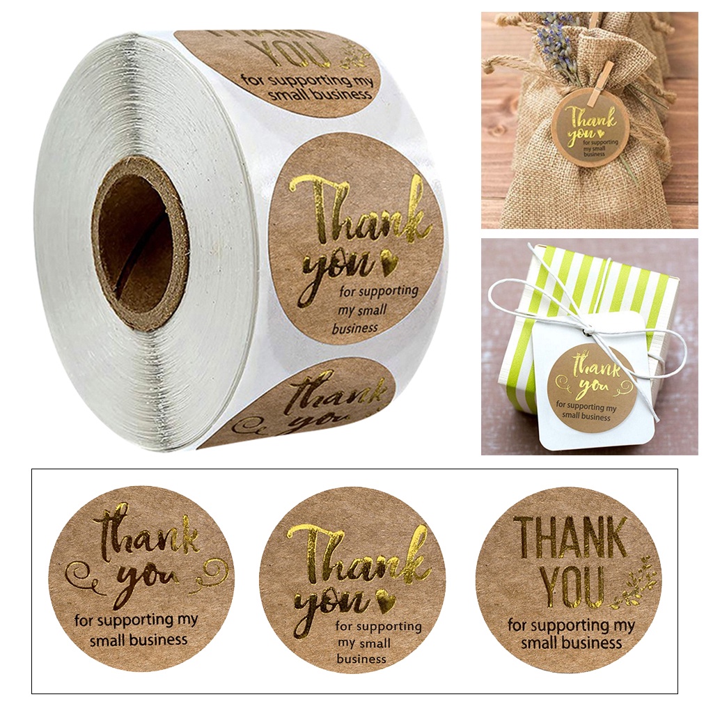 [Fenteer1] Cuộn 500 Miếng Dán Niêm Phong Bao Bì In Chữ Thank You