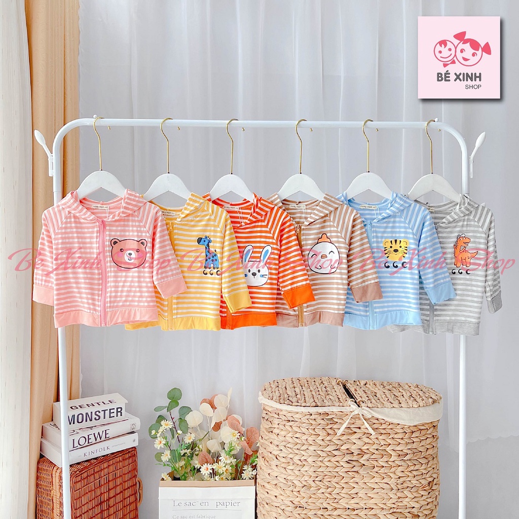 Áo khoác cho bé gái bé trai trẻ em 0 - 7 tuổi Minky Mom [Big Sale] ÁO KHOÁC chống nắng cho bé gái trai thun lạnh KẺ SỌC