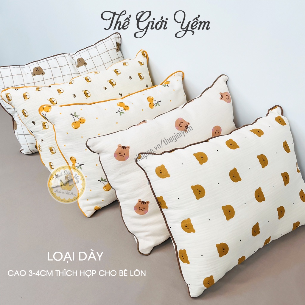 Gối xô muslin organic cao cấp mềm mịn thấm hút tốt an toàn cho bé yêu GX01