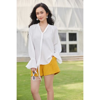 Quần short vàng khuy dọc cạp cao -HBQS32