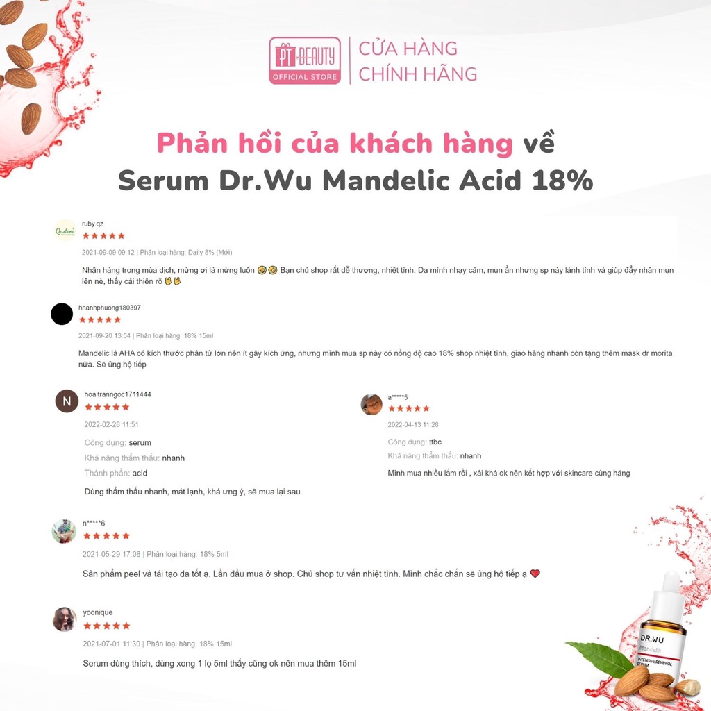 Serum Giúp Ngừa Mụn, Tái Tạo Da Dr Wu Serum Mandelic Acid 18% 15ml/ 30ml