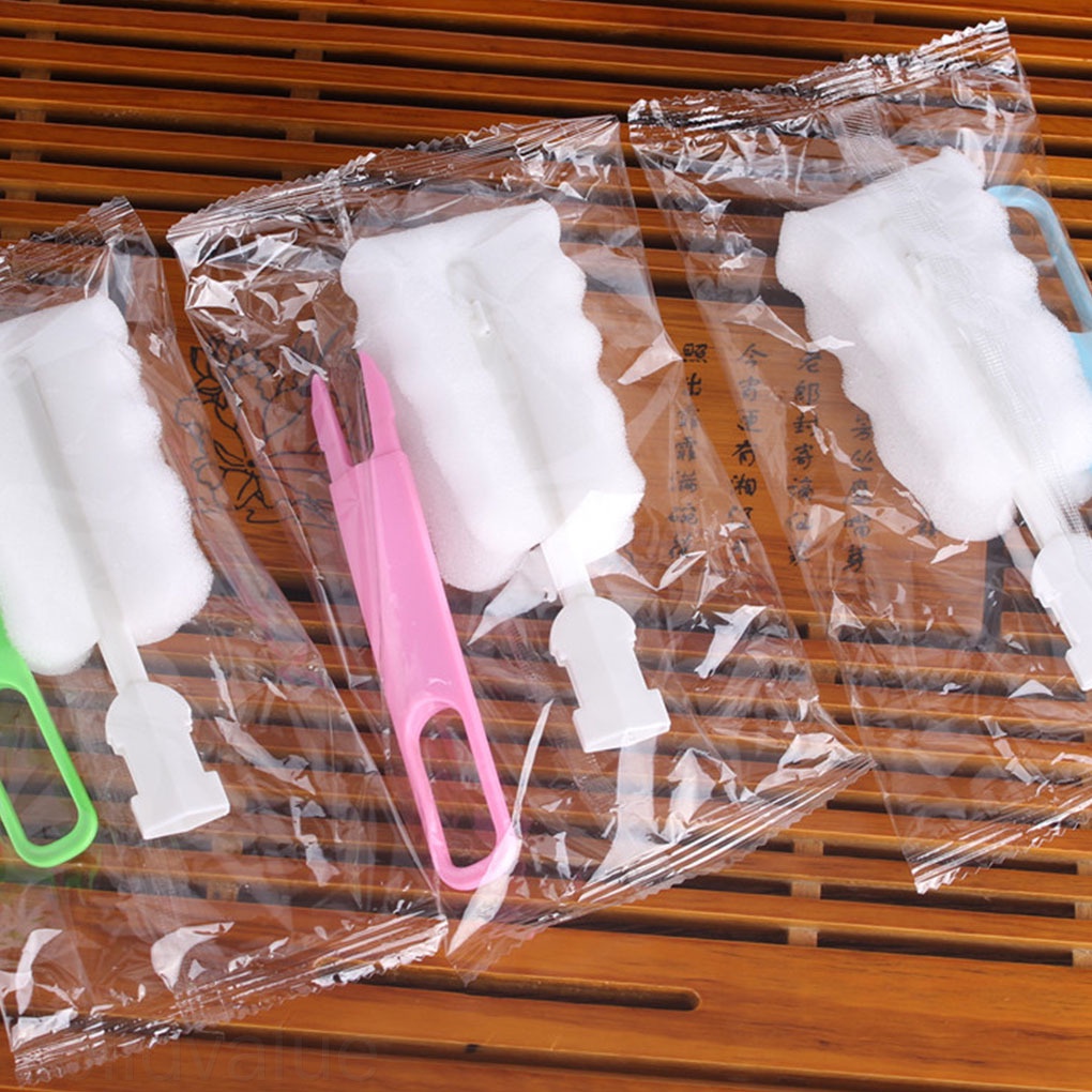 Bàn Chải Mút Xốp Cán Dài Vệ Sinh Chai Lọ Tiện Dụng