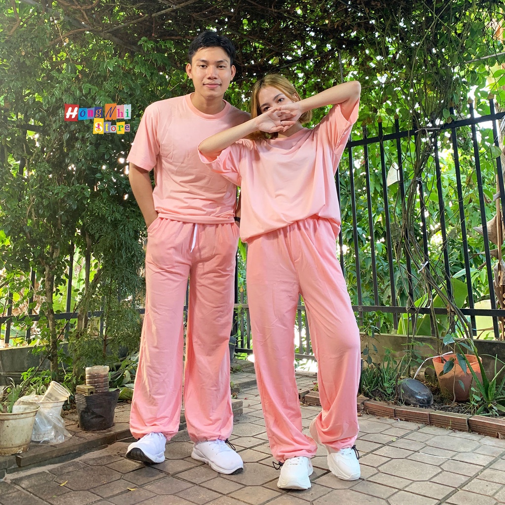 Quần Jogger Basic Ulzzang Unisex Jogger Trơn Dây Rút Lai Ống Rộng Màu Hồng Nhạt - MM