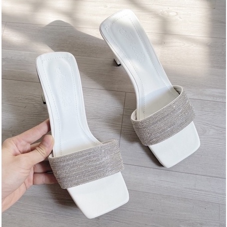Guốc nữ đính đá sang chảnh gót vuông 7cm hàng loại 1