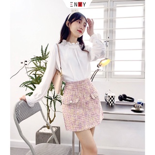 Chân váy chữ a dạ tweed envy v114 có lót trong