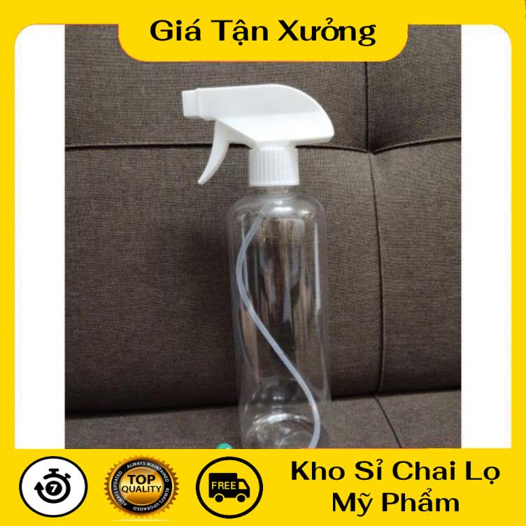 Chai Xịt Phun Sương ❤ TRÙM SỈ ❤ Chai nhựa pet Vòi Xịt Kính 500ml Trong Cao rỗng chiết dung dịch , phụ kiện du lịch