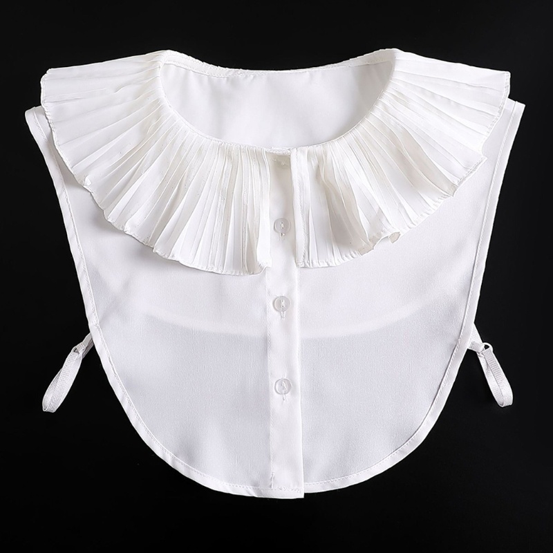 Cổ áo sơ mi giả màu trắng nhún bèo lá sen xếp ly phong cách lolita ngọt ngào cho nữ