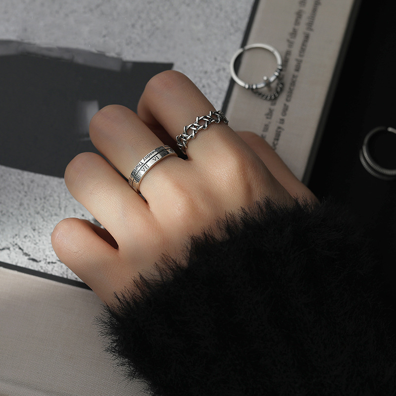 Nhẫn mạ bạc s925 nhiều lớp kiểu dáng thời trang phong cách vintage