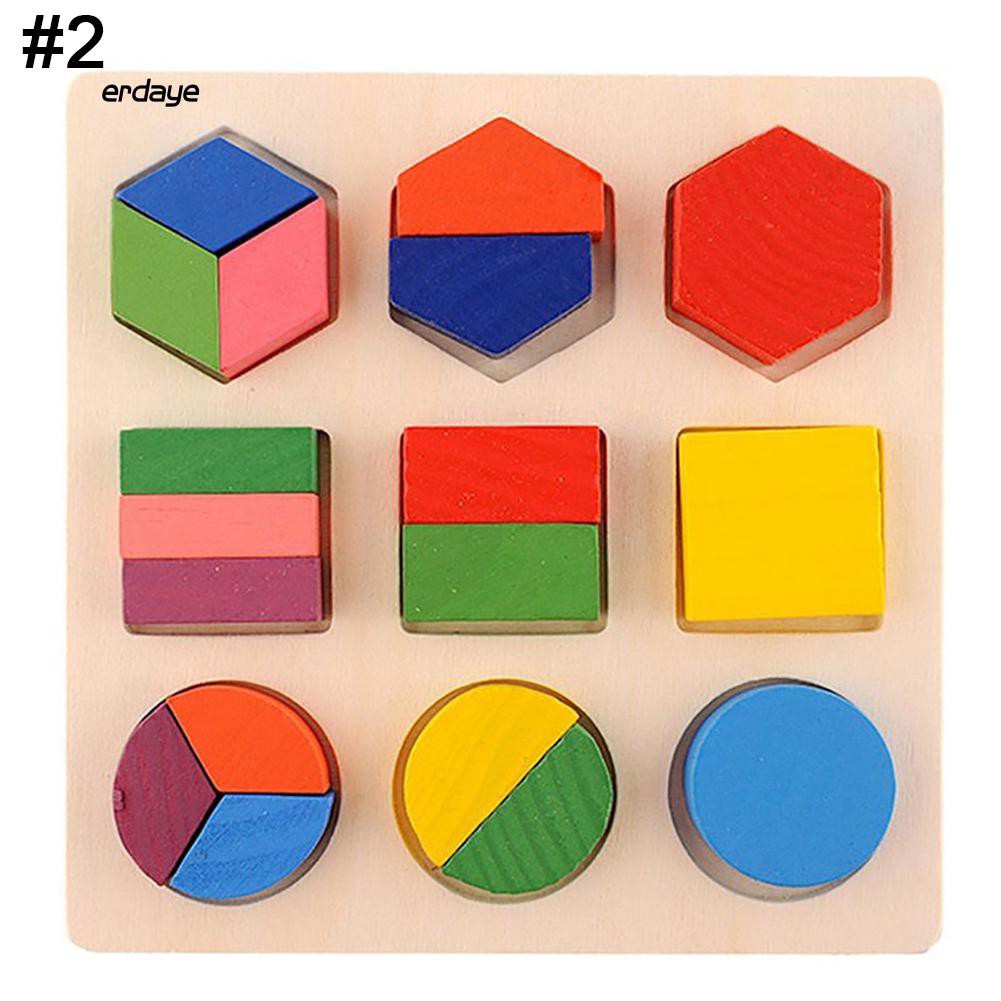 Bộ đồ chơi lắp ghép khối gỗ hình học nhiều màu DIY hỗ trợ giáo dục cho bé