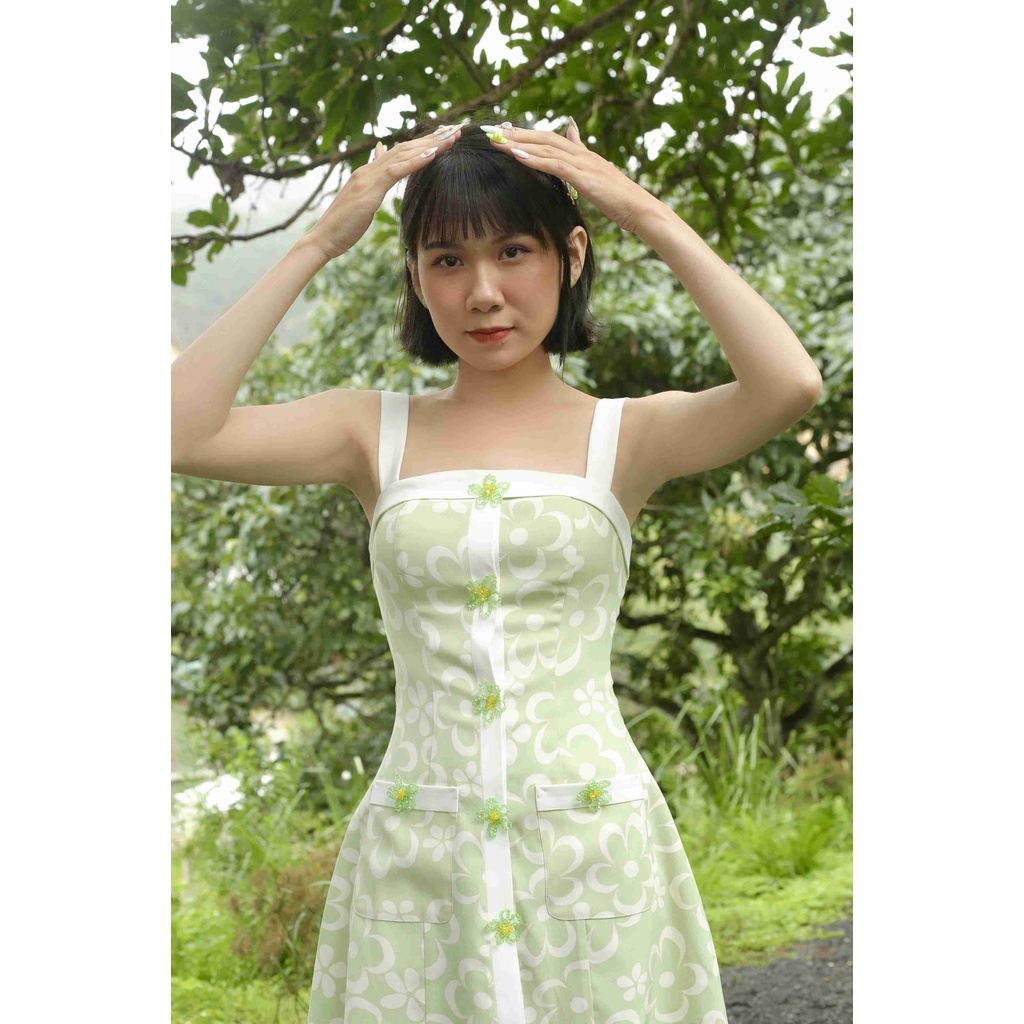 Váy hai dây hoa dáng cúp ngực ôm eo tôn dáng Loralous Dress By Gum Tailor