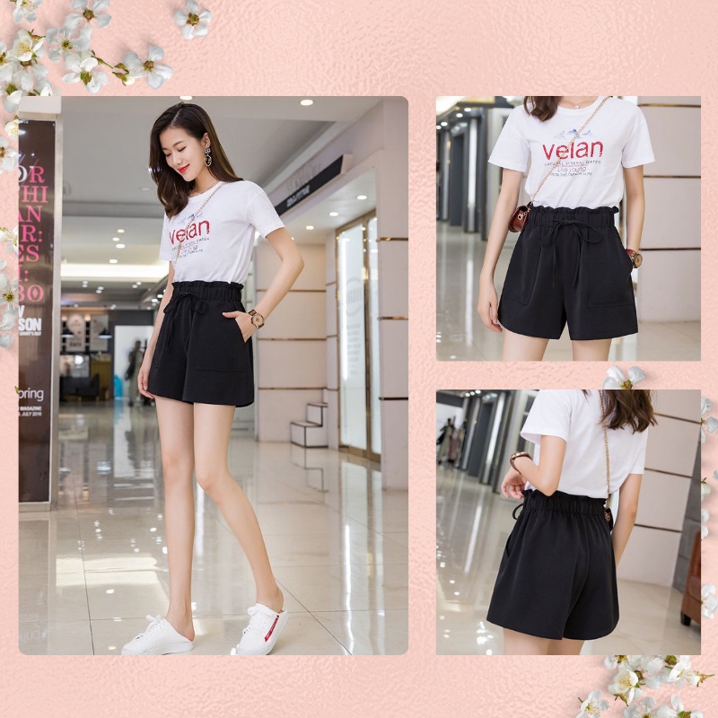 Quần Short Nữ Lưng Cao, Quần Short Nữ Ống Rộng chất vải mềm mát nhẹ Style Hàn Quốc - QN06