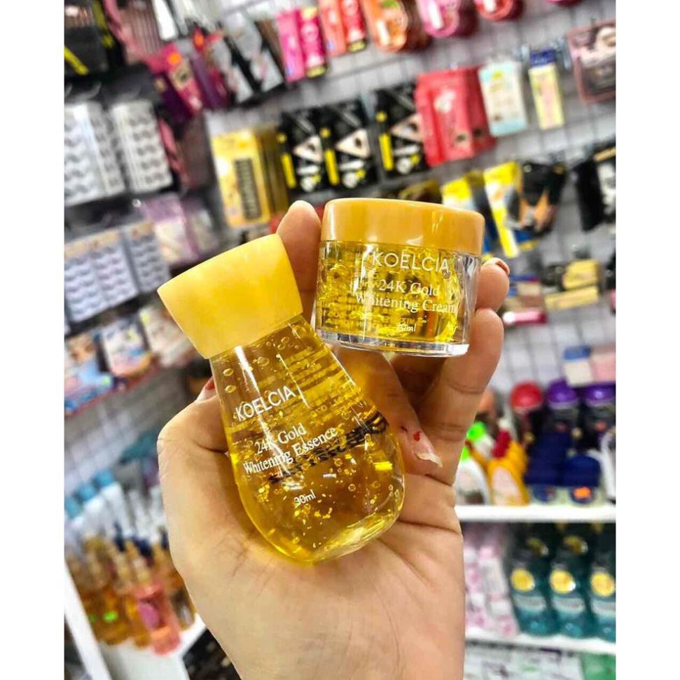 Set dưỡng da Serum và Kem KOELCIA 24K Gold Whitening Hàn Quốc giúp chống lão hóa dưỡng ẩm và trắng sáng tự nhiên