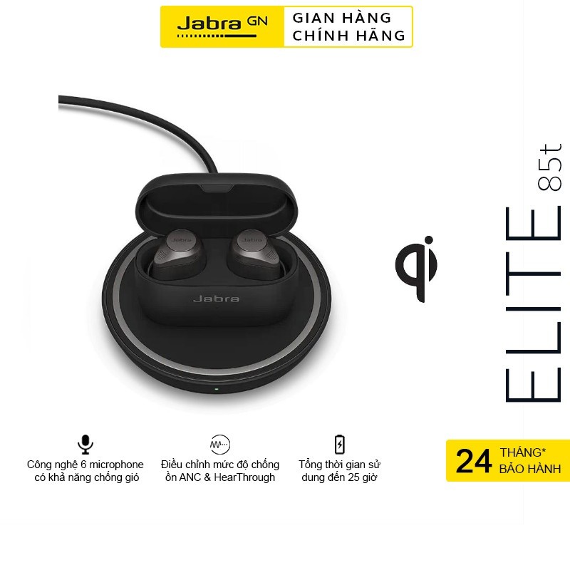 [Hỏa tốc - Voucher] Tai Nghe Bluetooth True Wireless Jabra Elite 85T &amp; Đế Sạc Không Dây Wireless Charging Pad