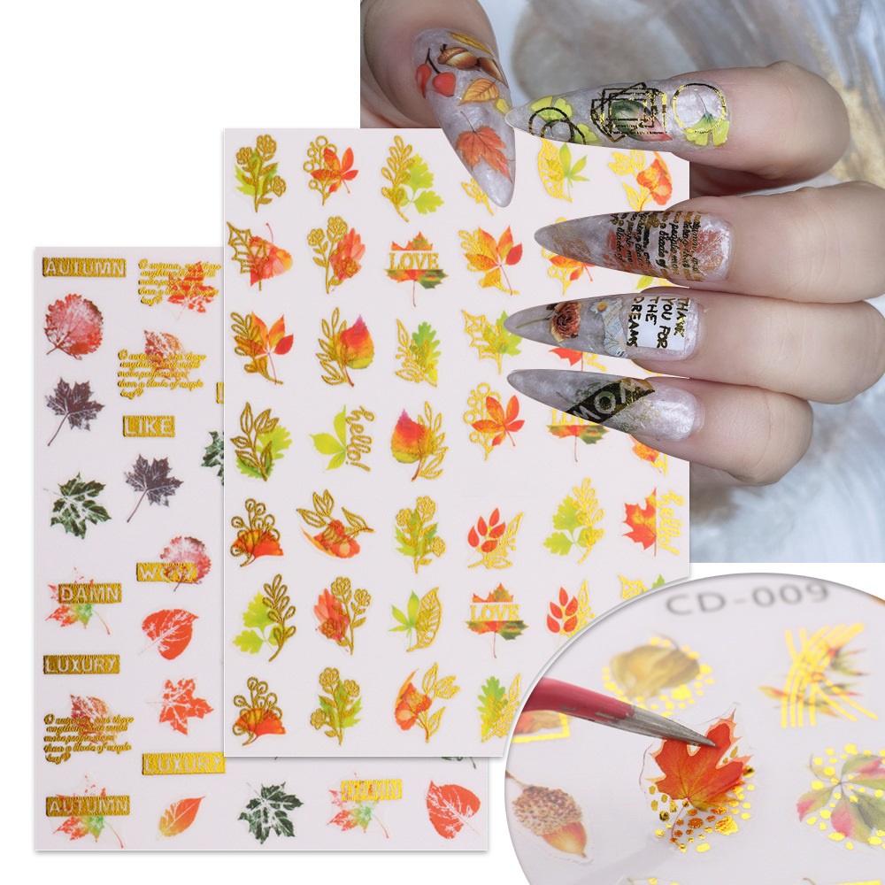 Miếng Dán Trang Trí Móng Tay 3D Hình Lá Phong Mùa Thu Ginkgo CD-009