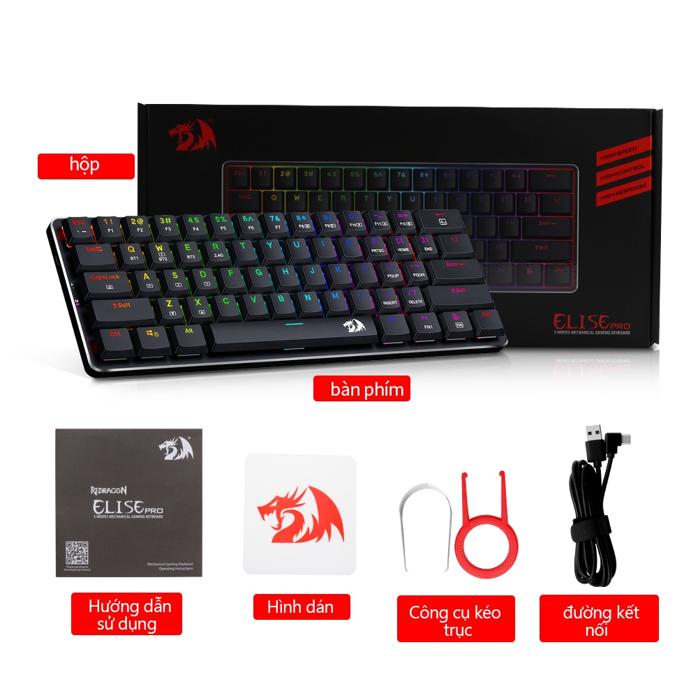 Bàn Phím Cơ REDRAGON Elise K615P blue switch 61 phím bluetooth 2.4G với 3 chế độ