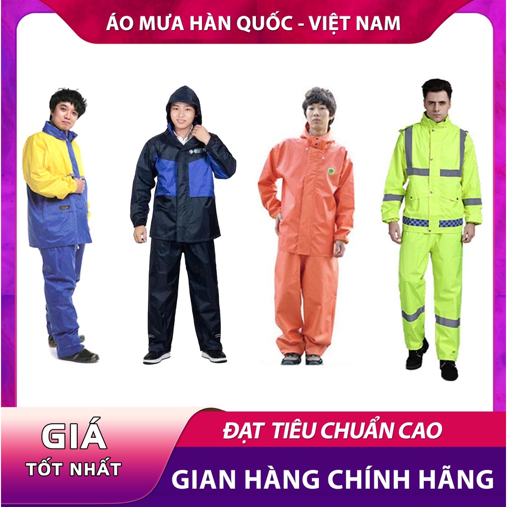 Bộ quần áo mưa 2 lớp Thuỷ Sơn, Sơn Thuỷ, Hàn Quốc, Tuấn Anh, đi biển, loại màu phát quang cảnh sát giao thông loại dày