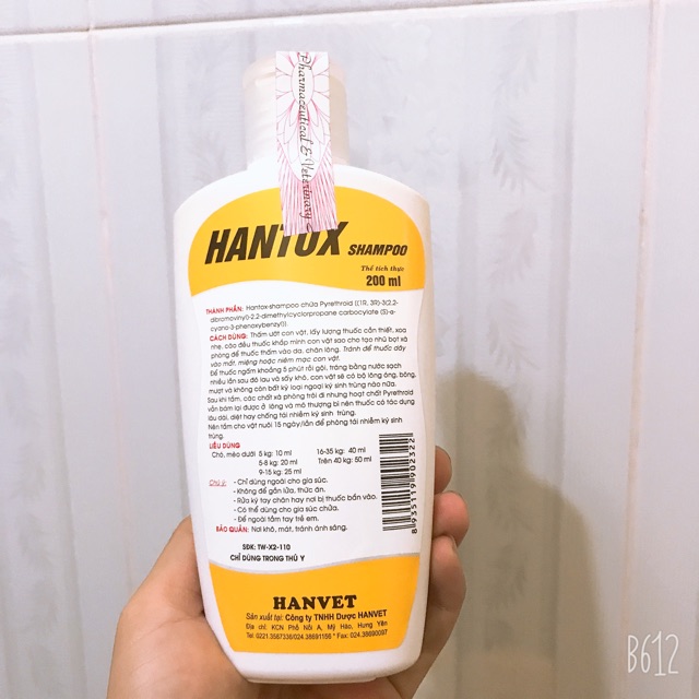 Sữa Tắm Tr ị Ve Rận Bọ Chét Chó Mèo Hantox Shampoo Vàng 200ml