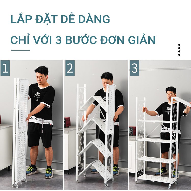 [Bảo hành 24 tháng - Loại cao cấp] Kệ Để Đồ Đa Năng Kệ Gấp Gọn VANDO 3/4/5 tầng cho nhà bếp, phòng ăn, phòng tắm