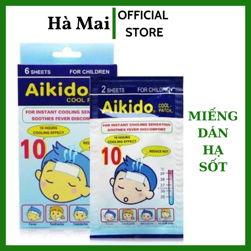 Miếng dán hạ sốt Aikido, miếng dán chườm lạnh cho bé