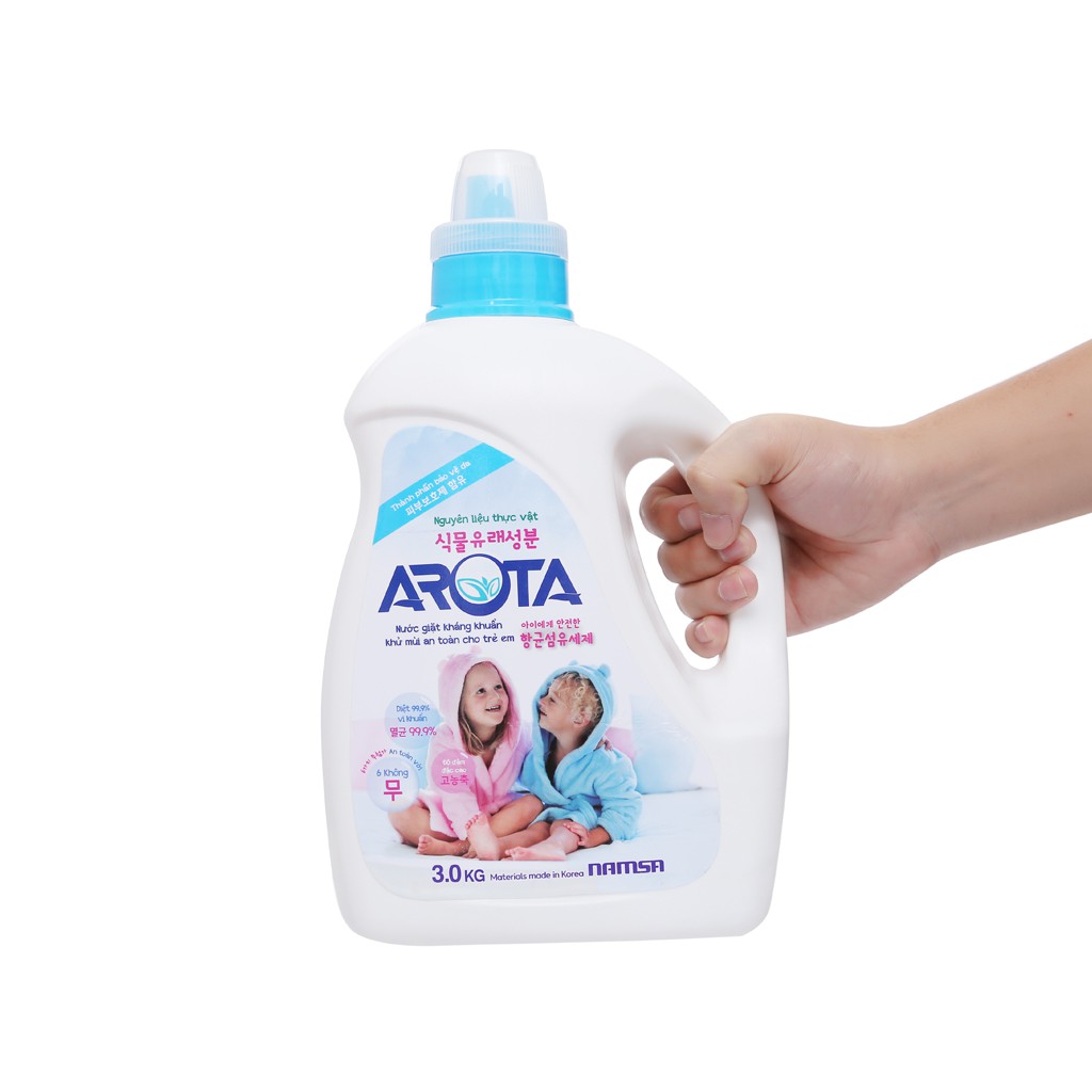 [SIÊU SALE] Nước giặt xả AROTA kháng khuẩn không mùi chuyên dành cho trẻ em (3kg/chai)