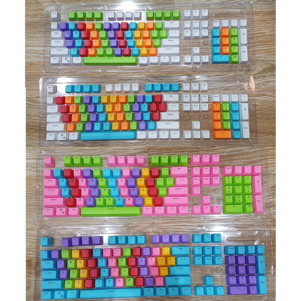 [Tặng nhổ phím xịn] Keycap Rainbow PBT xuyên led doubleshot - nút bàn phím nhiều màu