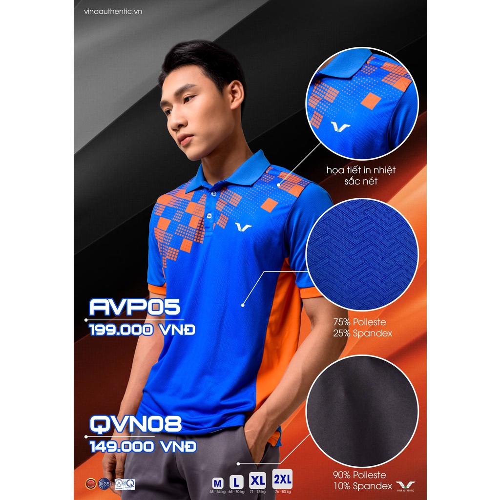 ÁO THUN NAM CỔ BẺ TENNIS CHUẨN FORM, THI ĐẤU CHÍNH HÃNG AVP06