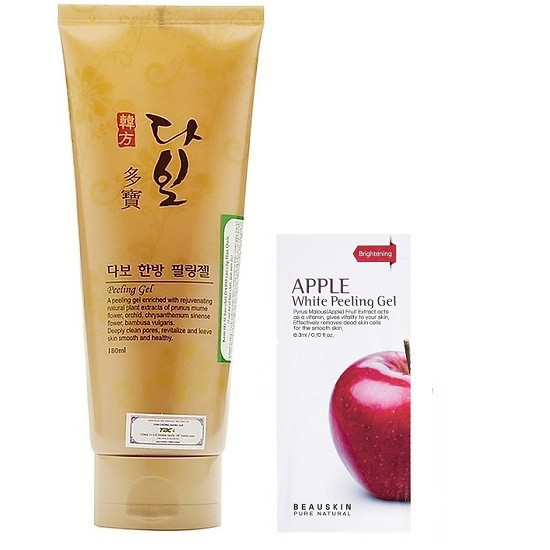 Kem tẩy da chết trắng da Dabo Pelling Gel Hàn quốc 180ml/ Hộp Và 1 gói tẩy da chết Apple Beauskin 3ml/ Hộp