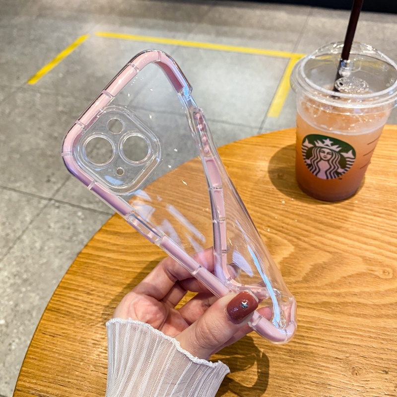 Ốp Điện Thoại Trong Suốt Dày Dặn Màu Kẹo Chống Sốc Cho iPhone 11 12 13 Pro Max