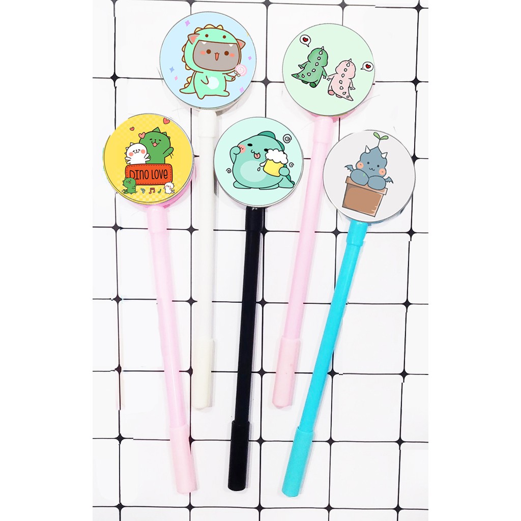 bút tròn khủng long BTI23 Bút lúc lắc kim cute dễ thương hoạt hình idol thần tượng