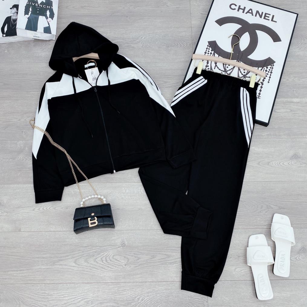 [ 𝐅𝐑𝐄𝐄 𝐒𝐇𝐈𝐏 ] SÉT BỘ THỂ THAO KHÓA MŨ PHỐI MÀU 3 SỌC XANH ĐEN