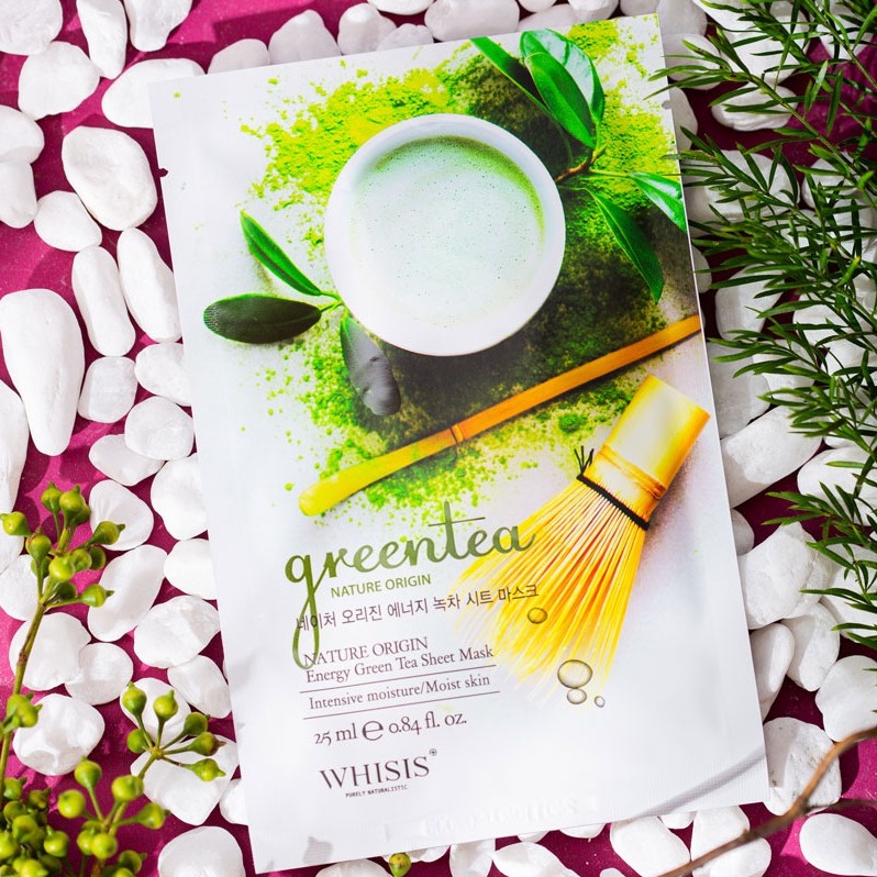 Mặt Nạ Dưỡng Da Trà Xanh WHISIS Nature Origin Energy Green tea Sheet Mask Giảm Mụn, Giảm Kích Ứng Da 25ml