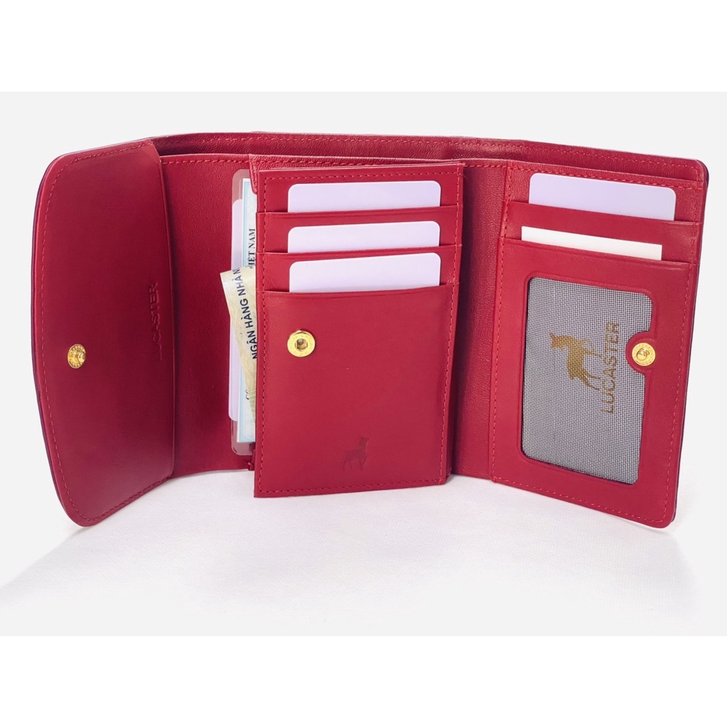 Ví nữ, ví ba gấp Roses nắp cong thời trang da nhập khẩu - thời trang OLUX - sản phẩm full box