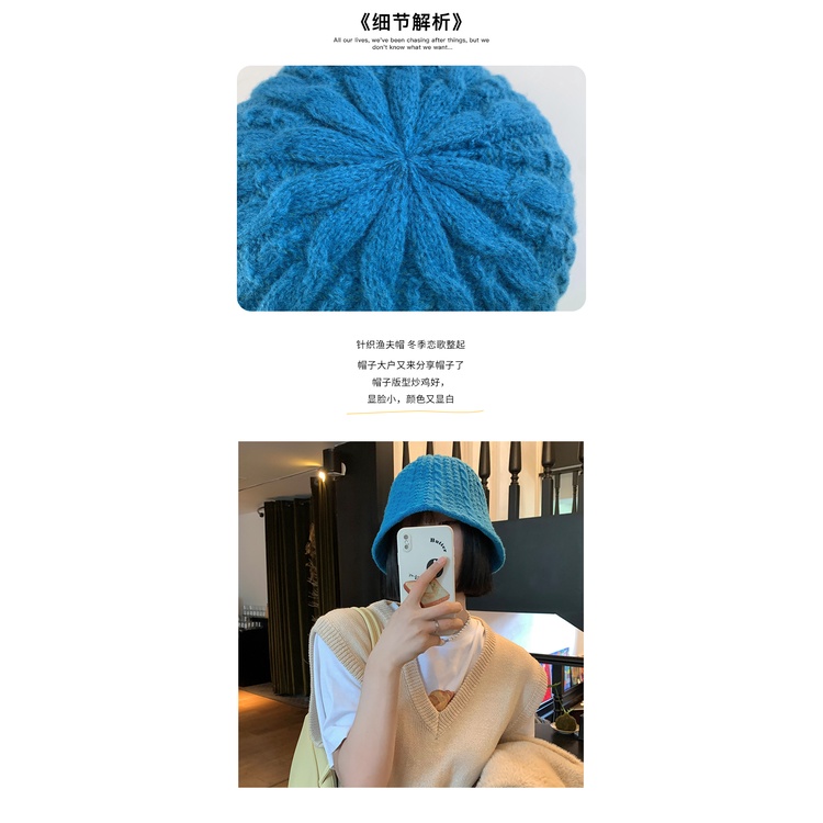 Mũ Bucket Dệt Kim Phong Cách Thời Trang Thu Đông Nhật Bản Dành Cho Nữ