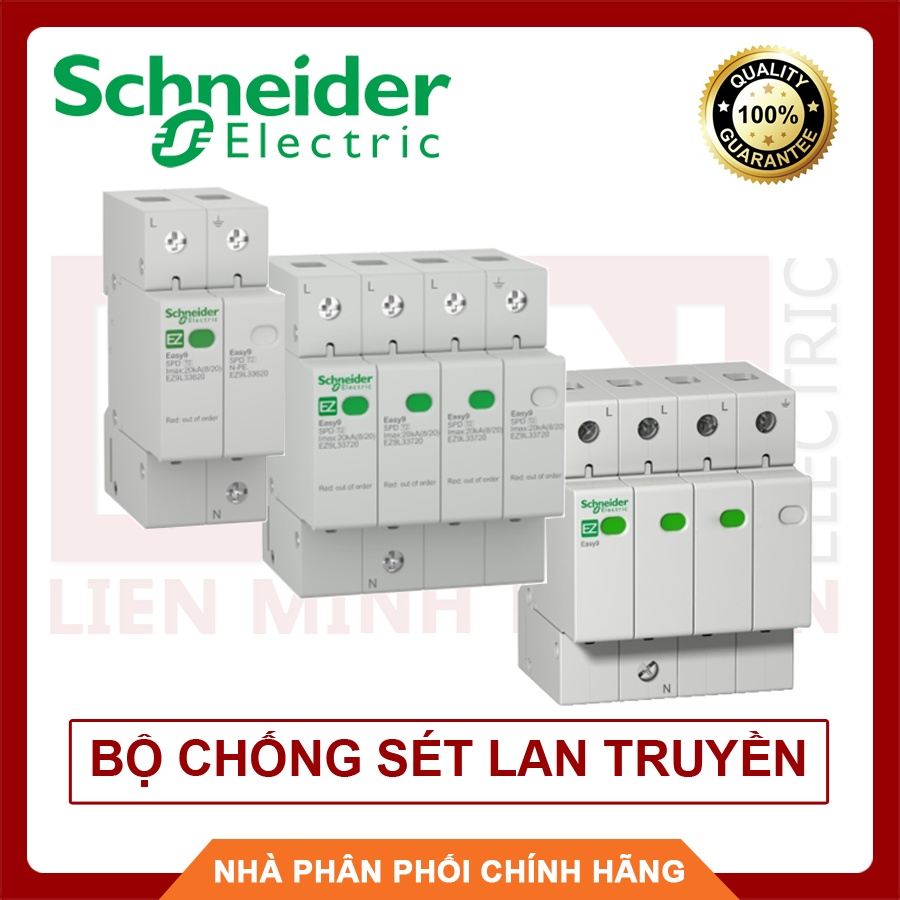 SCHNEIDER, Bộ chống sét lan truyền bảo vệ thiết bị trong nhà loại 1 pha và 3 pha 45KA - Hàng Chất Lượng Cao- BH 12 Tháng